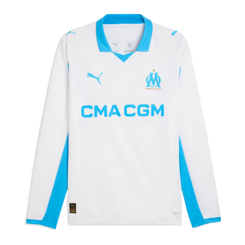 2025-26 Olympique de Marseille Home Long Sleeve Kit 2025-26 Olympique de Marseille Home Long Sleeve Kit